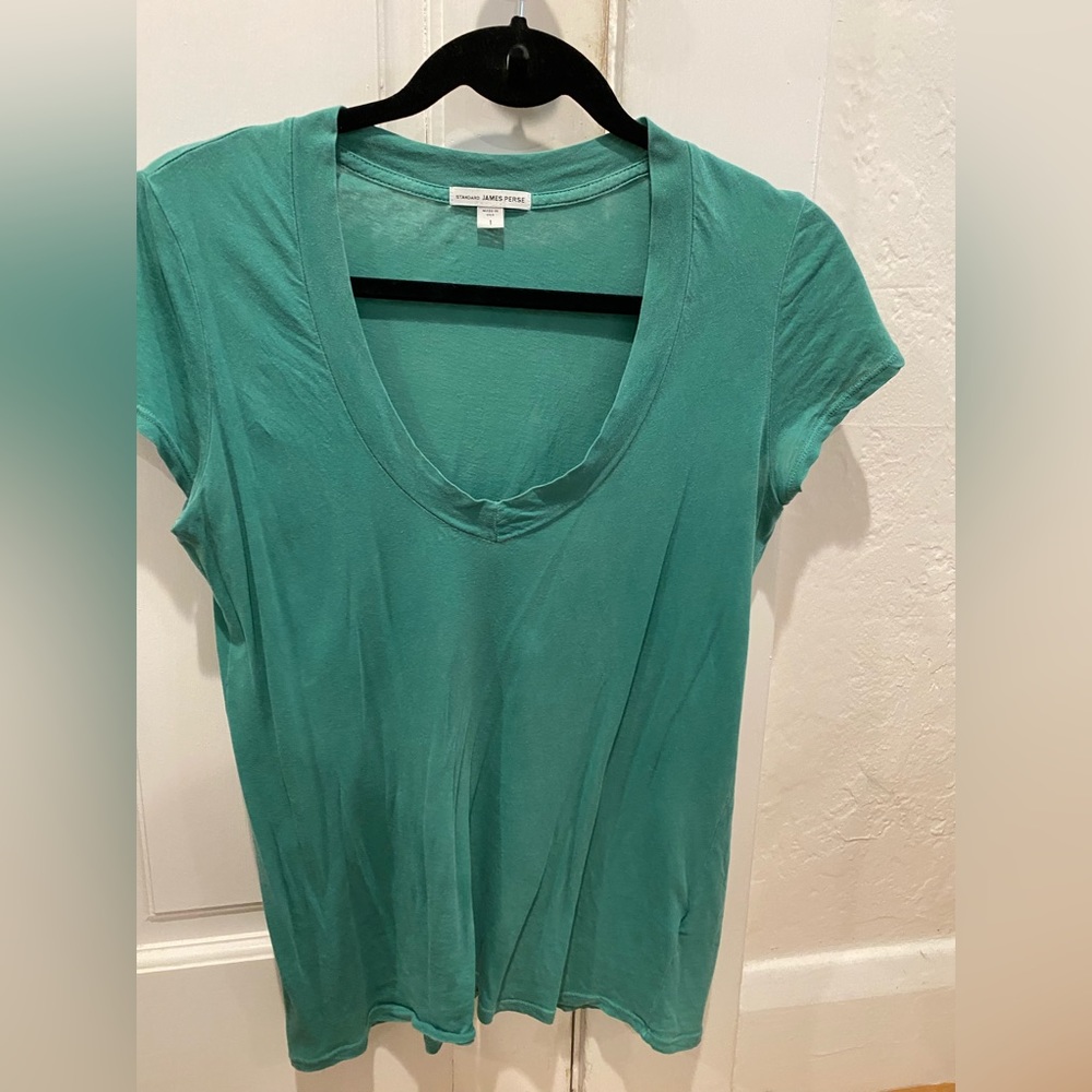 James Perse Sheer Slub Casual V-Neck size 1